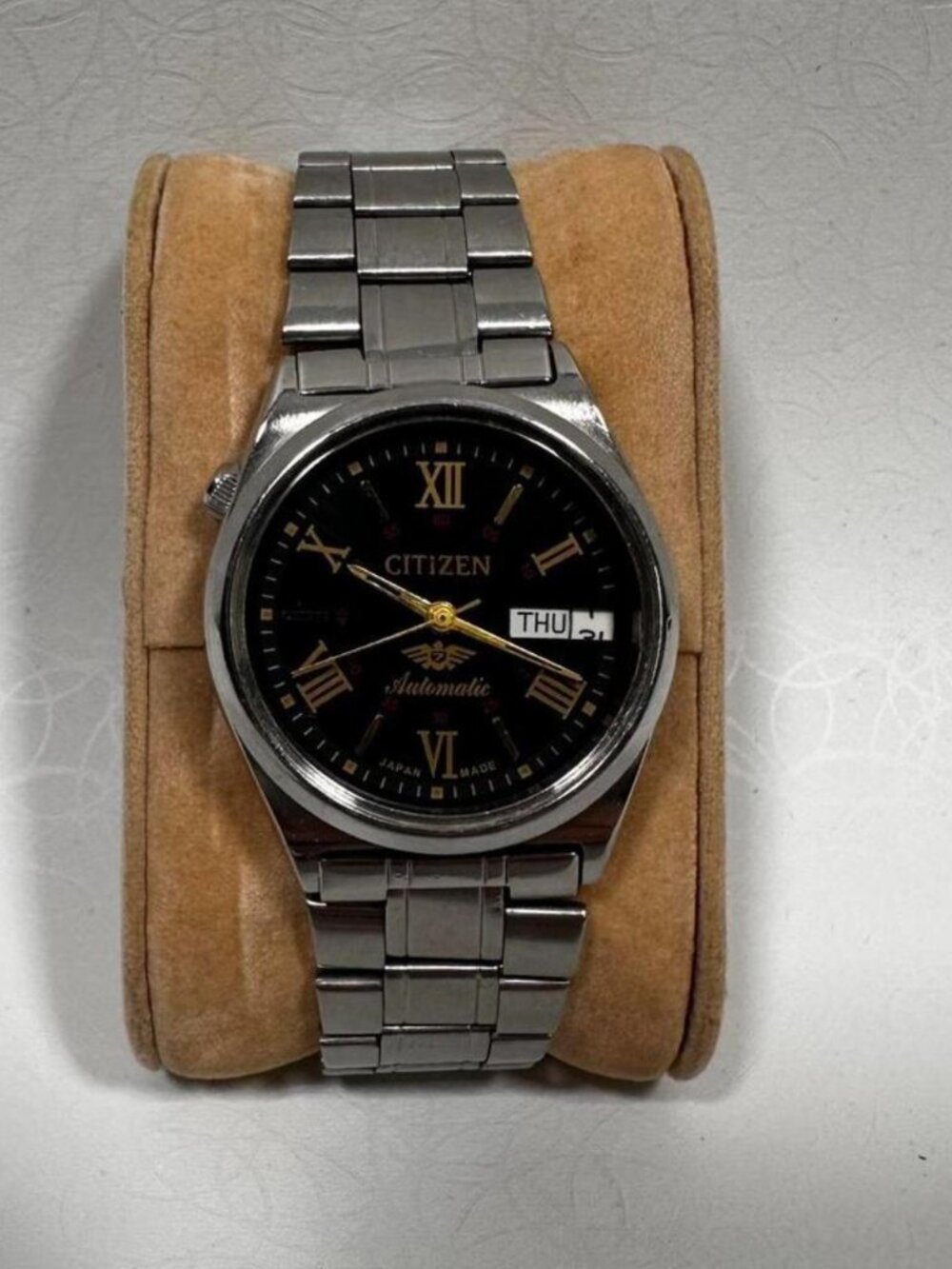 VINTAGE CITIZEN AUTOMATIC EAGLE 7 WATCH BLACK DIAL ROMAN NUMERALS FOR PARTS REPA